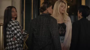 Chaqueta de camisa River Island Houndstooth Check usada por Monet de Haan (Savannah Lee Smith) como se ve en Gossip Girl (S01E05)