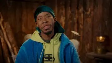 Balenciaga Men's Yellow Bb Back Pulled Hoodie worn by Solomon as seen in Snowflake Mountain (S01E01)