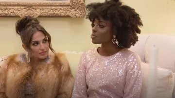 Shoshanna Se­quin Jew­el-Neck A-Line Dress worn by Venita Aspen as seen in Southern Charm (S08E08)