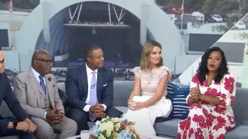 Ba&Sh Kory Floral Print Midi Dress worn by Sheinelle Jones as seen in Today on August 8,2022