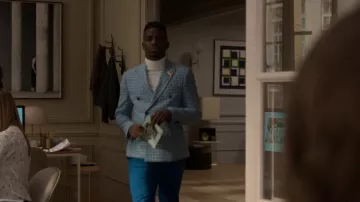 Asos Wedding Slim Crop Double Breasted Blazer usado por Julien (Samuel Arnold) como se ve en Emily en París (S01E10)