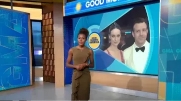 Milly Italian Cady Tilly Vestido usado por Janai Norman como se ve en Good Morning America el 11 de agosto de 2022