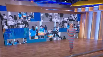 Derek Lam 10 Crosby Milana Crop Henley T-Shirt worn by Amy Robach as seen in Good Morning America on August 11,2022