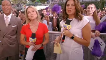 Cinq a Sept Tous Les Jours Mila Pants usado por Amy Robach como se ve en Good Morning America el 12 de agosto de 2022