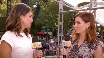 BB Dakota Mix Degrees Midi Dress worn by Rebecca Jarvis as seen in Good Morning America on August 12,2022