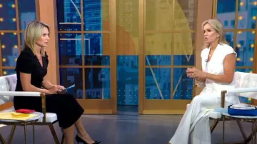 Shoshanna Caldwell Gathered Wrap-Effect Dress worn by Amy Robach as seen in Good Morning America on August 15,2022