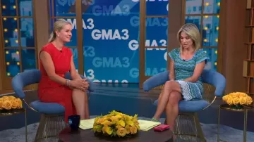 Shoshanna Dani Chevron Knit Minidress worn by Amy Robach as seen in Good Morning America on August 16,2022