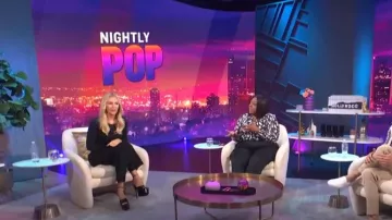 Saint Laurent Kika Platform Sandals worn by Morgan Stewart as seen in E! News Nightly Pop on August 09,2022