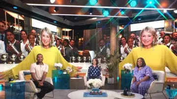 Open Edit Satin Camp Button-Up Shirt worn by Loni Love as seen in E! News Daily Pop on August 15,2022