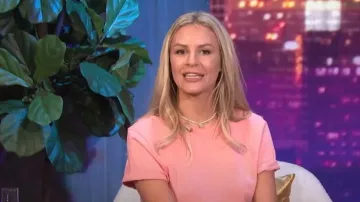 Bottega Veneta Crew Neck Tee worn by Morgan Stewart as seen in E! News Nightly Pop on August 17,2022