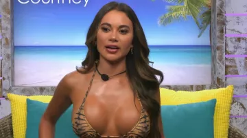 Pretty Little Thing Tiger Bikini worn by Courtney Boerner as seen in Love Island (S04E21)
