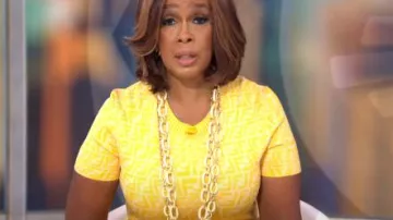 Fendi Bicolor Midi Dress worn by Gayle King as seen in CBS Mornings on August 18, 2022