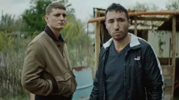 The black Puma jacket worn by Mounir El Khoury (Sofian Khammes) in the film Sentinel South