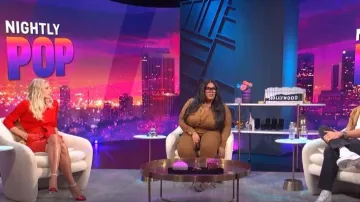 Balenciaga Red Leather Pencil Skirt worn by Morgan Stewart as seen in E! News Nightly Pop on August 24,2022