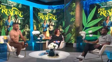 S.L. Fashions Vestido bordado de cuello en V usado por Carnie Wilson como se ve en E! Noticias Daily Pop en agosto 25,2022