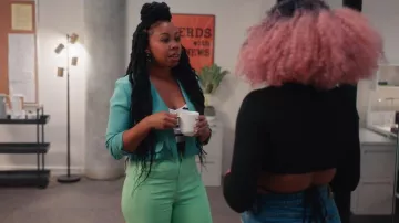 Frame Striped Ribbed-Knit Tank Top worn by  Malika(Toccarra Cash) as seen in Everything's Trash (S01E07)