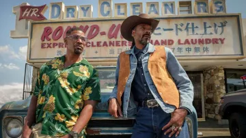 Green Hawaiian Pineapple floral shirt worn by Bud Jablonski (Jamie Foxx) as seen in Day Shift movie