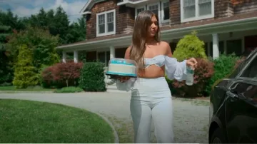 Aliexpress Sexy Bandage Crop Corset Top Manga Larga usado por (Solomon Avery) como se ve en Forever Summer: Hamptons (S01E06)