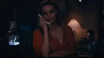 Alice & Olivia Marva Embroidered Belt Maxi Caftan worn by Janine 'Smurf' Cody (Ellen Barkin) as seen in Animal Kingdom (S06E12)