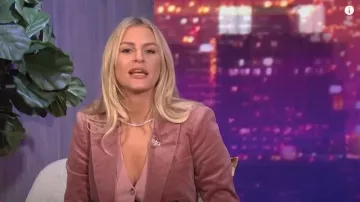 Veronica Beard Lazana Cashmere Cardigan worn by Morgan Stewart as seen in E! News Nightly Pop on August 26,2022