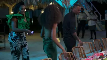 Alexander McQueen Faille Corsé Sujetador con volantes Top usado por Marlo Hampton como se ve en The Real Housewives of Atlanta (S14E15)