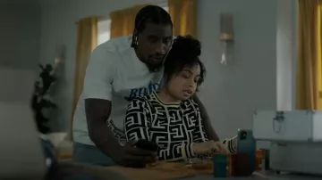 Rhude Cotton Compass Tee worn by Reg Taylor (Barton Fitzpatrick) as seen in The Chi (S05E09)