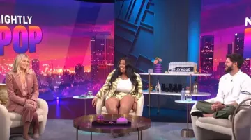 Gabrielle Union Liliana Pantalones cortos estampados usados por Nina Parker como se ve en E! Noticias Nightly Pop el 29 de agosto de 2022