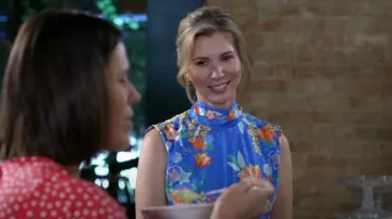 Saloni Fleur Dress In Sapphire Falls worn by Shaina Papach as seen in CBS Mornings on August 29,2022