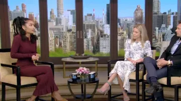 Philosophy Di Lorenzo SerafiniCutout Ribbed-Knit Midi Dress worn by Yara Shahidi as seen in LIVE with Kelly and Ryan on August 29,2022