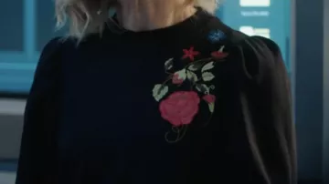 Black Floral Sweatshirt of Dr. Nikki Alexander (Emilia Fox) in Silent Witness (S25E06)