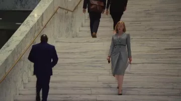 Max mara Double Breasted Plaid Suit Dress worn by Shiv Roy (Sarah Snook) in Succession Wardrobe (S02E09)