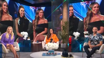 Mini jupe Valentino A-line portée par Morgan Stewart comme on le voit dans E! News Daily Pop le 30 août 2022