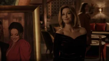 Chiara Boni La Petite Robe Velvet Dress worn by Laura Van Kirk (Sharon Lawrence) as seen in Dynasty (S04E01)