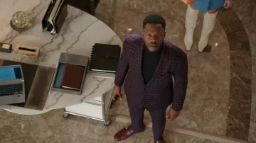 Pantalon en laine à carreaux Etro Slim porté par Jeff Colby (Sam Adegoke) vu dans Dynasty (S04E04)