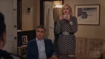 Haider Achermann Chevron Sweater Dress worn by Moira Rose (Catherine O'Hara) as seen in Schitt's Creek (S06E09)
