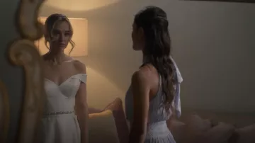 David's Bridal Scalloped Crystal and Pearl Sash worn by Madison Iseman as seen in American Horror Stories (S02E07)