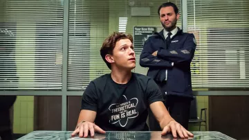 T-shirts from Spider-Man: No Way Home: Tom Holland is wearing "Physics is Theoretical but the Fun is Real" Graphic Tee to portray Peter Parker in the movie