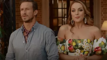 Borgo de Nor Juliet Off Shoulder Puff Sleeve Robe portée par Fallon Carrington (Elizabeth Gillies) comme on le voit dans Dynasty (S04E03)