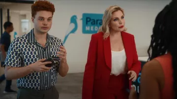 Reiss Lavern Short Sleeve Geo Print Sleeve Shirt worn by KARADSHEH MICHAEL as seen in Everything's Trash (S01E09)