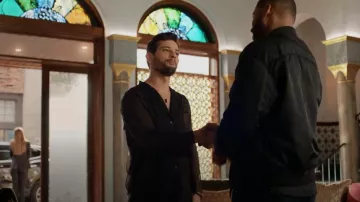 Marine Serre Moon embroidered Silk Blend Shirt worn by Sam Jones (Rafael de la Fuente) as seen in Dynasty (S04E10)