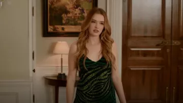 Mini robe à paillettes Ashish Zebra portée par Kirby Anders (Maddison Brown) comme on le voit dans Dynasty (S04E10)