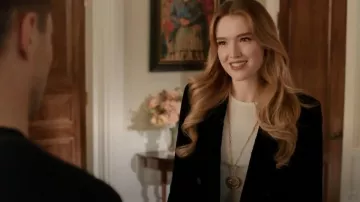 Sequin Super Evil Eye Talisman Medallion Necklace worn by Kirby Anders (Maddison Brown) as seen in Dynasty (S04E10)