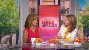 Adrianna Papell Ruffle Front Crepe High/Low Dress worn by Hoda Kotb as seen in Today  with Hoda & Jenna on September 05,2022
