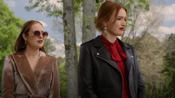 T Tahari Snake Print Tie Neck Blouse worn by Kirby Anders (Maddison Brown) as seen in Dynasty (S04E14)