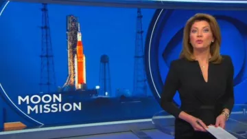 Giorgio Armani Draped Milano Stitch Midi Dress worn by Norah O'Donnell as seen in CBS Evening News on September 08,2022