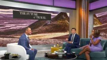 Nora Gardner Daphne Vestido en lila usado por Gayle King como se ve en CBS Mornings el 08 de septiembre de 2022