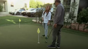 Gucci Princetown en Velvet Green usado por Kyle Richards como se ve en The Real Housewives of Beverly Hills (S12E16)