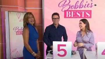 Vestido de satén a rayas de mango usado por Bobbie Thomas como se ve en Today with Hoda & Jenna el 08 de septiembre de 2022