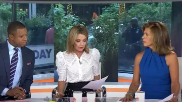 Saloni Lorna Bicolor Long Lace Skirt worn by Savannah Guthrie as seen in Today on September 08,2022
