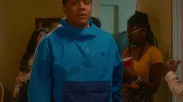 Blue Nike anorak jacket worn by Chris (Khalil Everage) in Cobra Kai (S05E08)